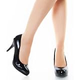 Qupid Royale-01 Black Leather Round Toe Pumps, Size: 7.5 (M) US [Apparel]