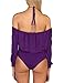 Allegrace Women Sexy String Halter Neck Bodysuit Off Shoulder Leotard Jumpsuit Purple S