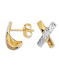 14k 2 Tone Gold 8mm X 10mm Hugs & Kisses Earrings
