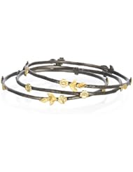 3 Bangle Set with Gold Plated Flower Accent