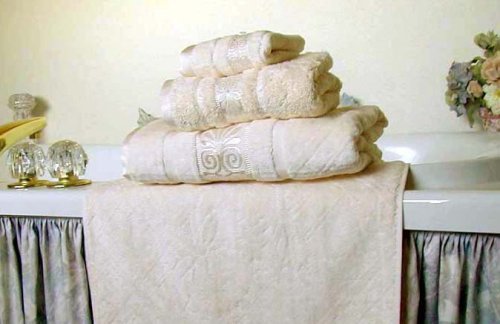 MARRIKAS Egyptian Cotton 6 Piece Jacquard Towel Set CREAM