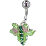 Belly Button Rings Green Maple Leaf Birthstones Belly Navel Ring Body Jewelry