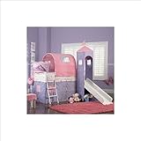 Powell Furniture Princess Castle Twin Size Metal Loft Bed with Tent and Sli ....