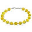 EXP Handmade Golden Yellow Cat's Eye & Silver Beaded Bracelet