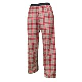 Red and Gray tartan plaid check flannel cotton pants for lounging, sleep, sports. Unisex relaxed fit, available in 3 Youth sizes, exposed elastic waist