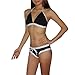 2PC SET Swim Wear: Womens Buffalo Comfortable & Soft, Top & Bottom Dri-Fit Surf Bikini Swimsuit - Black & White (Size: XL)