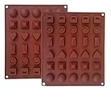 Ozera Silicone Chocolate, Jelly and Candy Mold, Cake Baking Mold, 30-Cavity, Set of 2, Brown