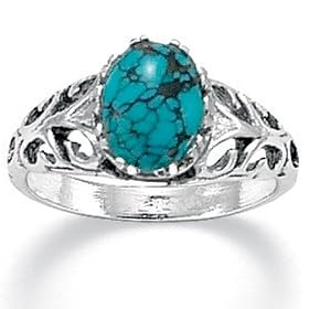 Simulated Turquoise Silver Ring by Palm Beach Jewelry