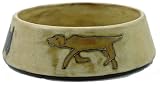 16 Oz. MARA COLLECTION Stoneware PUPPY DOG Pet FEEDING Or WATER Dish BOWL Abstract Dogs BROWN