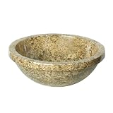 Decolav 1645-M-FOS 16-Inch Round Stone Vessel with Lip, Fossil Marble