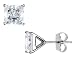 CRISLU Cubic Zirconia (CZ) Princess Cut 2.0 Carat (ctw) Stud Earrings in Sterling Silver