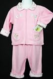 Tuti Fruiti New Fall/Winter Infant Baby Girls 2 Pc. Dark Pink Embroidered Fleece Pant Set