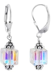 SCER013 Sterling Silver Crystal Designer Earrings Made with Swarovski Elements