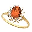 14K Yellow Gold Mexican Fire Opal and Diamond Ring