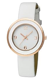 Round Face Enamel Bezel Strap Watch