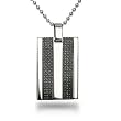 Stainless Steel Dog Tag with Carbon Fiber Inlay on 22 Inch Bead Chain