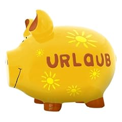 Sparschwein Urlaub 12,5 x 9,7 cm gelb