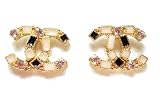 Elegant Chanel Nude Color Crystal Stud Earrings (Size : 1.7cm*2cm)