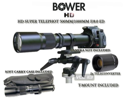 Bower 500mm/1000mm Telephoto Lens for Nikon D7000 D7100 D5200 D5000 D5100 D90 D80 D70 D60 D40 D40X D3S D300S D3000 D3200 D5200 D3X