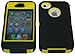 Iphone 4 4S Body Armor Defender + 1pc 3ft Data Cable (Black on Yellow)