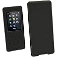 iGadgitz Black Silicone Skin Case Cover for Sony Walkman NWZ-E473 NWZ-E474 NWZ-E574 NWZ-E575 E Series Video MP3 Player 4gb 8gb 16gb + Screen Protector (NWZ-E474B, NWZ-E574B, NWZ-E575B, NWZ-E473K)