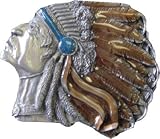 Mens FULL COLOR INDIAN CHIEF Punk Rock Metal Belt Buckle