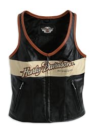 Harley Davidson Women's Prestige Leather Vest. Embroidered graphics. 98134-08VW