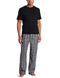 Majestic International Mens 2 Piece Woven Pajama Pant And Crew Neck Top