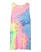 Women's Summer Sleeveless Tie-dye Round Neck Rainbow Long Top Mini Dress