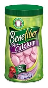 Benefiber Chewable Tablets Plus Calcium, Wild Berry, 90-Count Plastic Bottle (Pack of 2)