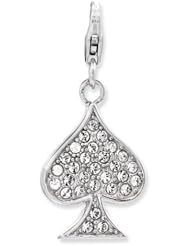 Sterling Silver Enameled 3-D Spade w/Lobster Clasp Charm