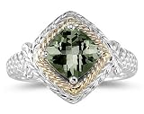 1.5ct Green Amethyst Ring in 14K Yellow Gold And Silver