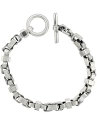 Sterling Silver Box Chain Link Bracelet Toggle Clasp Handmade 5/16 inch wide, sizes 8, 8.5 & 9 inch