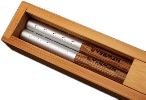 1 Pair of 25cm Africa Wenge Wood Chinese Chopsticks Silver Color Shinning Head Decor in Bamboo Case