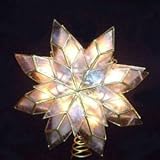 Kurt Adler 9-Inch Capiz Star Tree Topper with Clear Plates and 10 Clear Lights