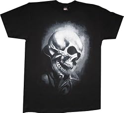 Ghost Rider Skull Airbrush Bling Black Shirt