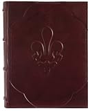 Fleur-de-lis Italian Leather Photo Album / Wedding Album / Scrapbook, Embossed Design, Gift Boxed, 50 Ivory Sheets- 9.5x12"