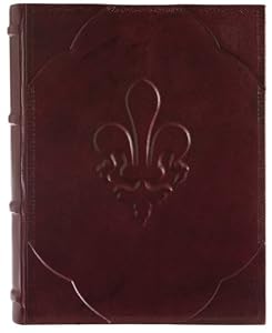 Fleur-de-lis Italian Leather Photo Album / Wedding Album / Scrapbook, Embossed Design, Gift Boxed
