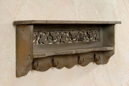 HOLZREGAL GARDEROBE HANDTUCHHALTER WANDBOARD REGAL MIT METALL VERZIERUNG