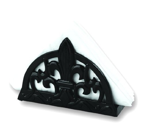 Old Dutch Jet Black Fleur De Lis Napkin Holder, 7-1/4 by 2-1/4 by 4-3/4-Inch