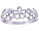 14K Yellow or White Gold Flower Trio Diamond Ring-Diamond-full, half sizes from 5-8.5