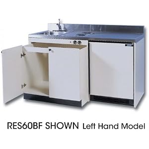 RGS69BF Barrier Free Kitchenettes Compact Kitchens with Removable Undersink Cabinet 2 Gas Burners and 6.0 cu. ft. Removable Automatic Defrost Refrigerator: 69 Inches