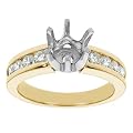 18k Yellow Gold 6-prong Setting with Channel-Set Round Diamonds (0.50 ct.tw.)