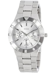 GUESS Womens U10075L1 Feminine Hi-Shine Mid-Size Silver-Tone Sport Watch