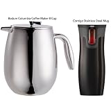 Bodum Columbia Colombian Coffee Maker 8 Cup French Press + Contigo Autoseal Stainless... by Bodum, Contigo