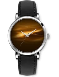 SPRAWL Aanalog Fashion Series Silver Ladies Watches of Genuine Black Leather Strap,Unique Wrist Watch for Women Girls Designed with Desert camel