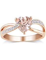 10k Rose Gold Morganite and Accent Diamond Heart Ring (0.056 Cttw, G-H Color, I1-I2 Clarity)