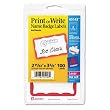 Avery Print or Write Name Badge Labels, Red Border,  2-11/32  x  3-3/8 Inches, Pack of 100 (5143)