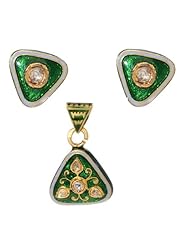 22kt Gold Diamond Pave Enamel Earring & Pendant Fashion Gift Jewelry