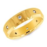 14K Yellow Gold Square Shape Diamond Accented Ring